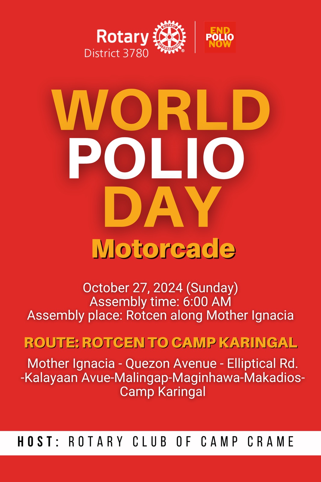 RID3780 Kicks Off World End Polio Day with a Float Parade and Creative Designs